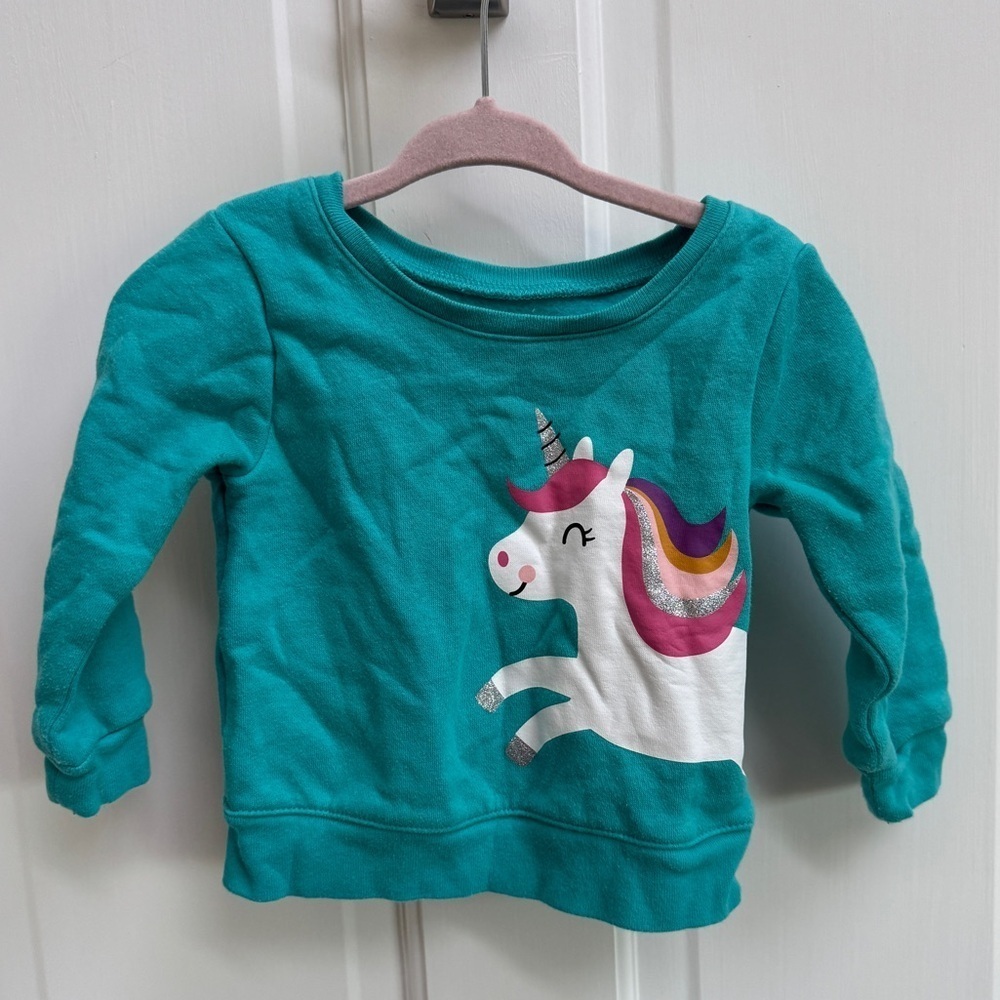 Garanimals 12M Blue Unicorn Girls Crewneck Sweatshirt